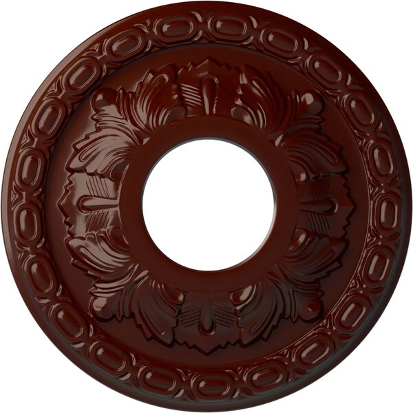 Ekena Millwork Leaf Ceiling Medallion (Canopies up to 4 3/4"), 11 3/8"OD x 3 5/8"ID x 1 1/8"P, Brushed Mahogany CM11LFBMF - main